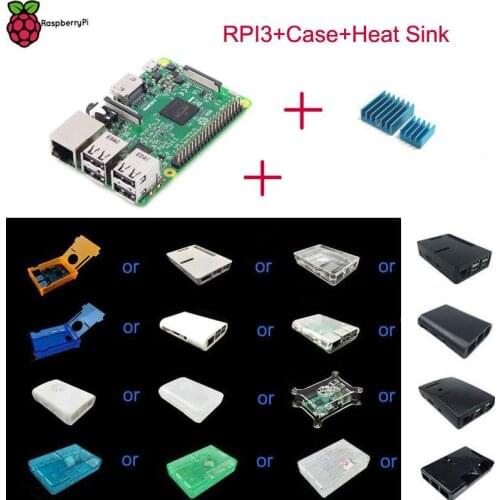 Raspberry Pi 3 Model B+ ABS Case+Blue Aluminum Heat Sink RPI 3 with 1GB RAM 1.2GHz Quad-Core ARM 64 Bit CPU Free Shipping