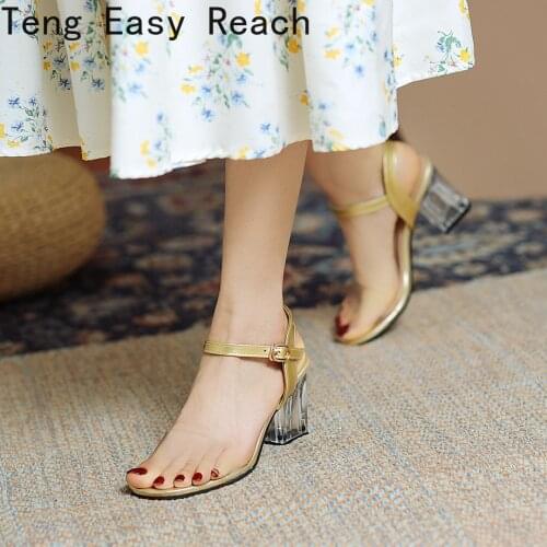 Summer Transparent Heels Women Sandals PVC Clear Heels Shoes Woman Ankle Sexy High Heels Sandals Large size 32-45