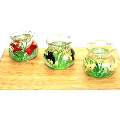 Glass Fish Tank Mini 1:12 Dollhouse Miniature Transparent Aquarium Dollhouse Ornaments Pretend Play Toys Kids Toys Doll Gifts