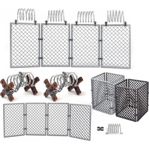 City military Scene Accessory Military Base Barbed wire Building Block Fence Isolation net MOC Parts Brick 30104 92338 chain