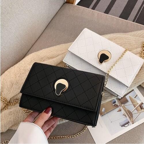 2020 Brand New Fashion Cross Body Bags Women Chain Bag Plaid Leather Shoulder Portable Envelope Square Messenger Bag