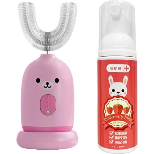 U-shaped childrens electric toothbrush, cartoon toothbrush, soft silicone brush head, automatic childrens electric toothbrush