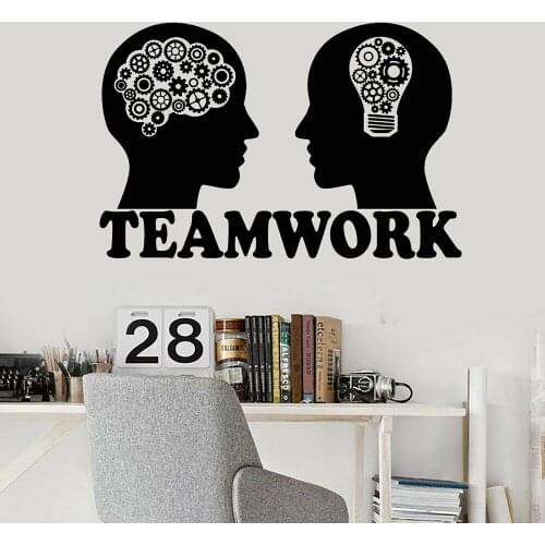Vinyl Wall Decal Emotional Intelligence Lightbulb Brain Team Wall Stickers team work Wall Decor for Office Decoration Use C696