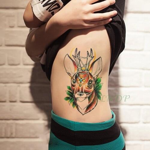 Waterproof Temporary Tattoo Sticker sheep head leaf fake tatto flash tatoo tatouage Stickers leg arm foot for girl women men