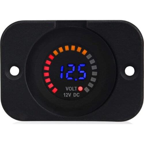 DIY Waterproof 12V Voltmeter Color LED Display With Flat Panel Volt Meter Battery Tester for Marine Car Motorcycle Truck RV