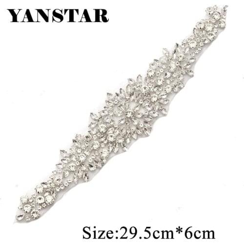YANSTAR 5PCS Wholesale Rhinestone Appliques Accessory Sew On For Wedding Dress Belt Rose Gold Crystal For Bridal Gowns YS898