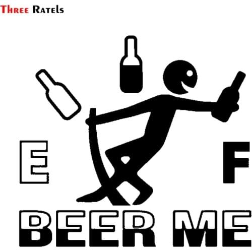 Three Ratels FTZ-168# 12x10.9cm Funny Car Sticker Beer Me Pull Fuel Tank Pointer To Full Reflective Vinyl Funny Decal