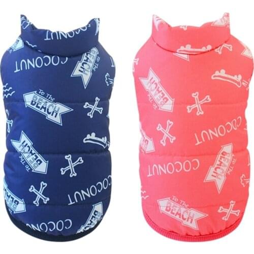 Winter Warm Small Dog Coat Padded Jacket Casual Printed Cotton Vest Puppy Warm Down Parkas for Small And Medium Dog