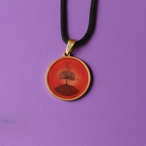1pcs stainless steel Moon tree necklace tree of Life pendant handmake resin tree jewelry girl gift