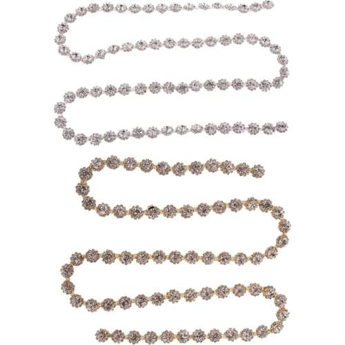 1 Yard Fashion Crystal Rhinestone Close Chain Trims for Weeding DIY Decoration 12mm