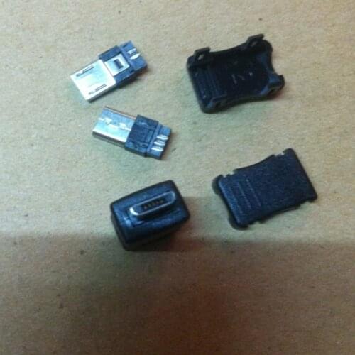 20sets/Lot 3 in 1 Micro usb male connector 5Pin Plug jack + Plastic shell three piece /set
