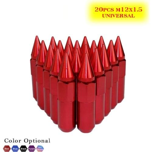 20pcs Car Wheel Nuts M12x1.5 Universal Aluminum Car Wheels Rims Lug Nuts Pointed Bullet Hub Screws Innova Car Wheel Nut Caps