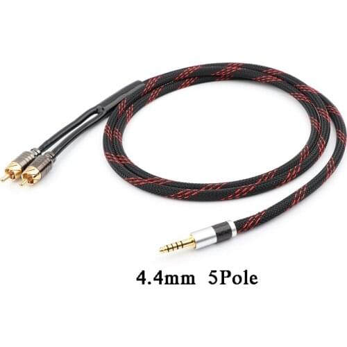 4.4mm 5 Pole Male Balanced to 2RCA Upgraded Cable For pha2a wm1a 1z zx300a Headphone Cable Optical Audio Cable