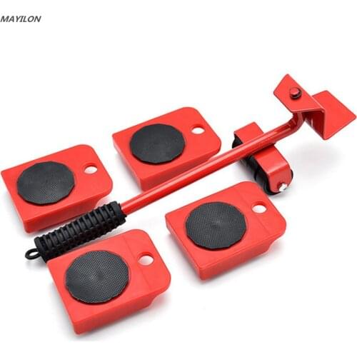 5 Pcs Set Furniture Mover Set Furniture Mover Tool Transport Lifter Heavy Stuffs Moving Wheel Roller Bar Hand Tools