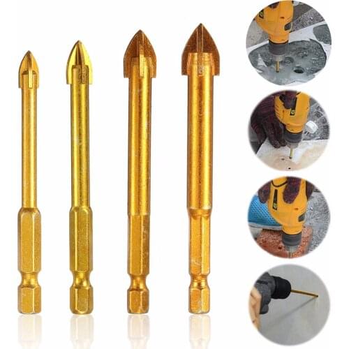 6/8/10/12mm Cross Head Alloy Hex Handle Tile Eye Drill Cross Spear Head Drill Bits For Masonry Drilling Durable