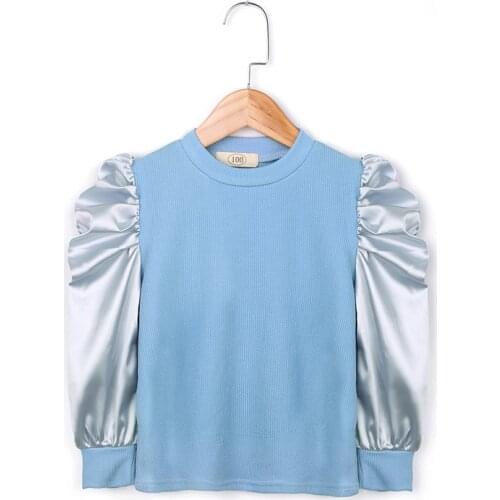 90-130 Cm Spring Autumn Girls Fashion Puffy Sleeve T-shirt Baby Kids Children Tee