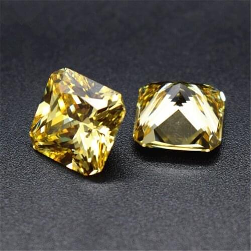Grade AAA Light Yellow Cubic Zirconia Square Faceted Gemstone Radiant Cut Cubic Zirconia Multiple Sizes to Choose GZ56