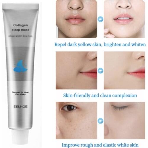 60ml Korea Collagen Cosmetic Deep Cleaning Sleeping Mask All Night Hydrating Wash Free Repair Purifies Skin Facial Cream Mask