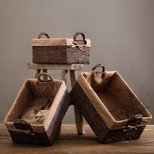 Reaationary hand-knitted basket home decoration of the storage basket creative sundries box rattan handicrafts