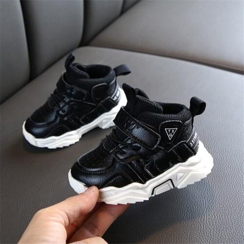 2021 Toddler Autumn Baby Girl Boy Baskedrball Shoes Infant Casual Walkers Shoes Soft Bottom Comfortable Kid Sneakers Black White