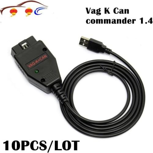 Best Price!!10pcs/lot Super VAG K+CAN K Can Commander 1.4 Vag USB OBD Diagnostic Interface OBD2 OBDII Cable For VAG