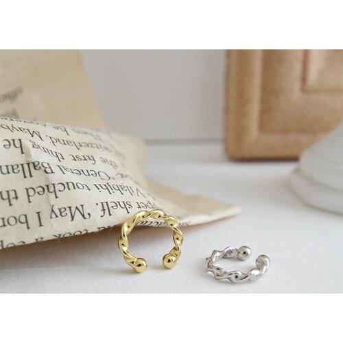 Real 925 Sterling Silver Ear Cuffs for Non Pierced Ears Twisted Cute Clip on Earrings Korean Fashion Style Earcuff