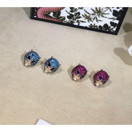 Fashion Brand wedding Jewelry Set For Women tiger eyes stud earrings pink blue stone pearl necklace party cz zircon jewelry set