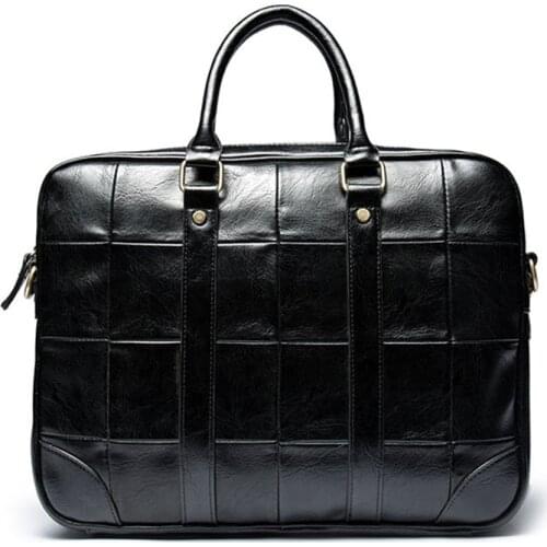 Men Diamond Lattice Briefcase male Business office Handbag waterproof PU Leather Messenger Bag women Computer Laptop bags Casual