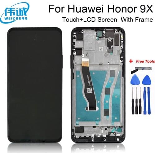 Original lcd For Huawei Honor 9X premium global edition STK-LX1 STK-L22 LCD Display Touch Screen Digitizer Assembly+Frame