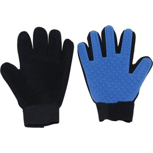 Pet Cleaning Gloves Dog Cat Bath Beauty Massage Double Sided Brush Granule Rubber