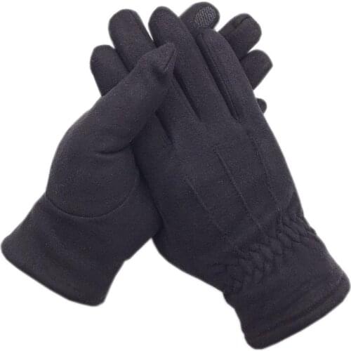 Gloves Winter Mens Suede Leather Touch Screen Gloves are fashionable, warm, driving, cycling, sports, high-end black, new style