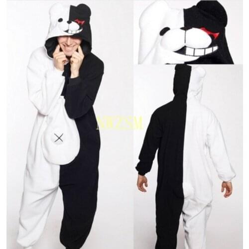 Hot Anime Danganronpa Monokuma Cosplay Pajama Adult Unisex Onesie Kumamon Monokuma Gloomy Bear Sleepwear Pyjamas
