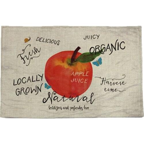 Apple pattern print linen placemat coasters disc pads bowl pad pot dining table mat coster heat insulation pad