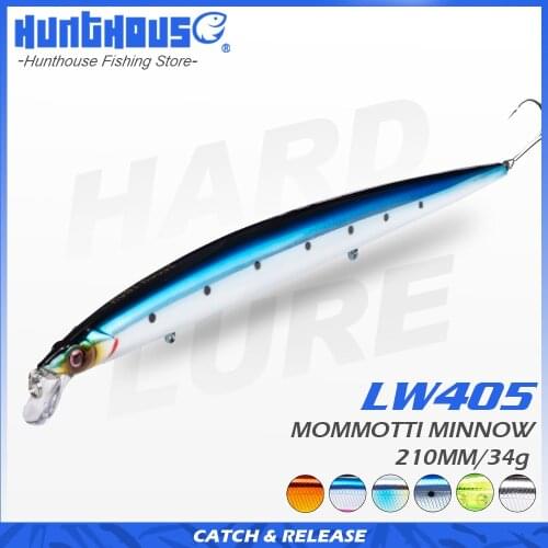 Hunthouse mommotti minnow lure long jerkbait 210mm 34g floatinghard bass lures saltwater for sea hard fake fishing bass lw405