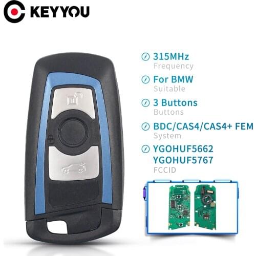 KEYYOU 315MHz 3/4 Button YGOHUF5662 YGOHUF5767 Remote Key Fob For BMW 1 3 5 7 Series Auto Alarm Keyless Fob FEM / BDC,CAS4,CAS4