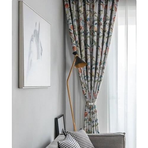 [Harvest and Birds] Printed Curtains Modern Simple for Living Room Bedroom Study Curtains Double-sided Matt Blackout Curtains