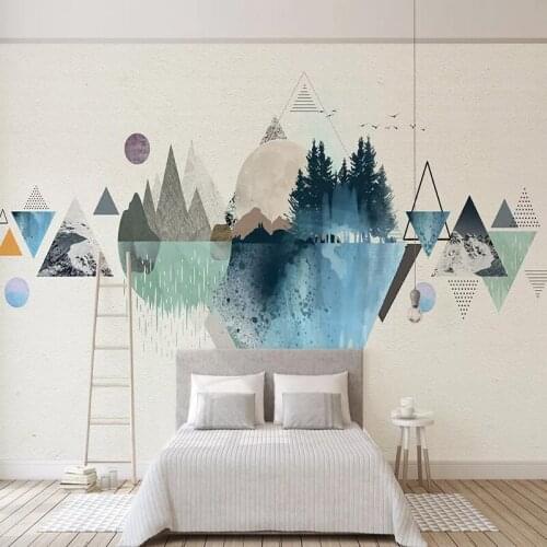 Modern Abstract Geometric Art Wallpaper 3D Hand Painted Creative Wall Painting Living Room Bedroom Self-Adhesive Waterproof 3 D