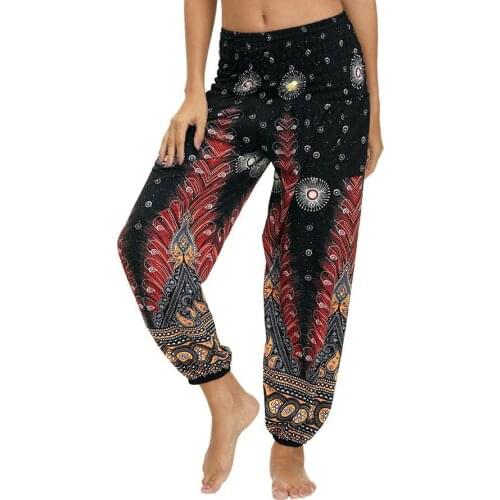Womens Boho Palazzo Yoga Pants,Hippie Bohemian Pilate Trousers .Loose Casual Beach Trousers