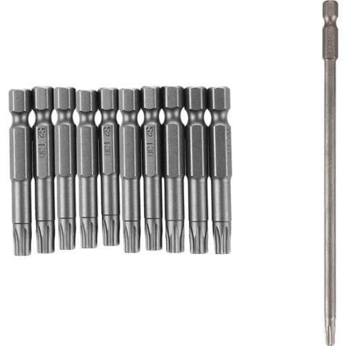 11Pcs 6mm T30 Head 50mm Long Magnetic Torx Screwdriver Insert Bits Tool with 4mm Tip T25 Torx Security Screwdriver Bit