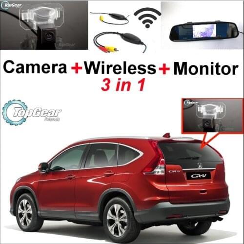 3 in1 Special Rear View Camera + Wireless Receiver + Mirror Monitor Backup Parking System For Honda For CR-V For CRV 2011~2015