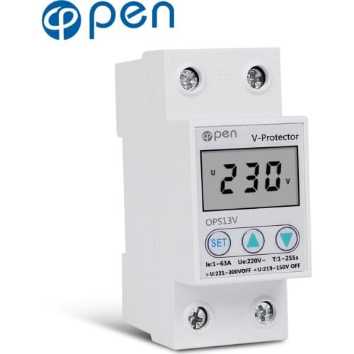 63A 220V Digital Adjustable Over Voltage Current and Under Voltage Protective Device Protector