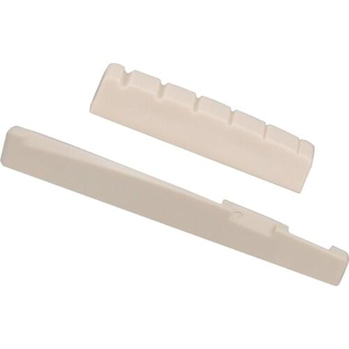 Beige Plastic Saddle Nut Slotted For 6 String Acoustic Guitar Replacement Left Handed Acoustic Guitar Parts