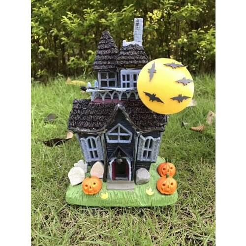 1set 22*14cm Hard resin Cartoon the house of Halloween action figure decoration doll in party LED light toy