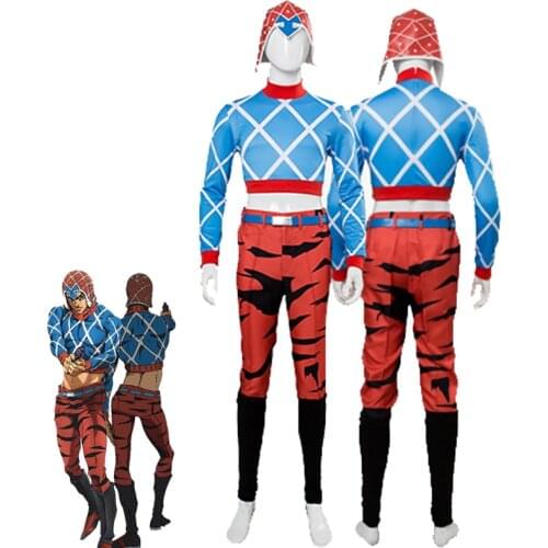 JOJO 5 Jojo Bizarre Adventure Anime Cosplay Costume Golden Wind Guido Mista Cosplay Costume Men Women Dress Up Halloween Costume