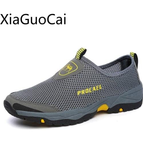 Summer Breathable Mens Mesh Casual Shoes Countryside Deodorant Mesh Mens Shoes Outdoor Loafers Flat Shoes