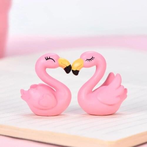 ZOCDOU1 Piece Squinting Flamingo Small Statue Little Figurine Crafts Figure Ornament Miniatures