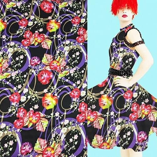 Fashion floral and striped print 60% silk blending cotton satin fabric 16momme 138CM width,SCT246