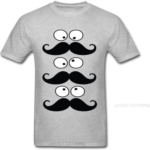 Hello Mustache 2018 Hipster Funny Grey T Shirt Men 100% Cotton Cartoon Print Unfading Summer Tops Fitness T-shirt