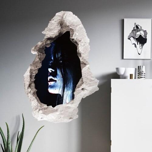 Halloween Wall Stickers Bedroom Living Room Decoration Broken Wall Female Ghost Wall Stickers Waterproof Stereo Wall Stickers