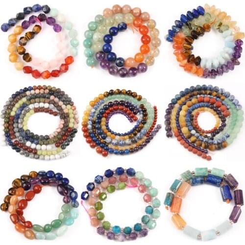 Natural Mixed 7 Chakra Beads Round Loose Stone Beads for Jewelry Making DIY Yoga Bracelet Healing Reiki Energy Jewelry 15